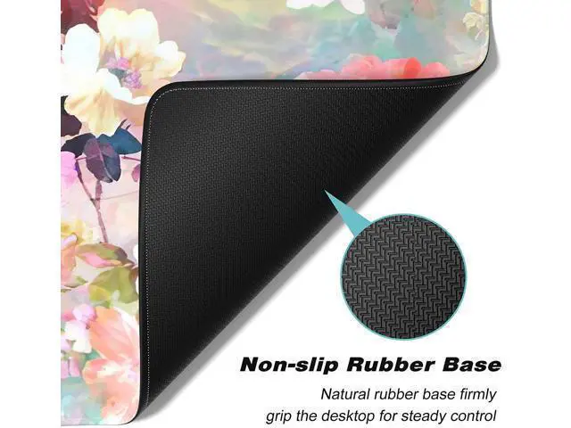 Alt view image 4 of 7 - WRIARICH Extended Gaming Mouse Pad XXL Large Desk Pad 30 x 14 Inch Big Computer Keyboard Mousepad Waterproof Mouse Mat with Stitched Edges and Non-Slip Base for Women Office Gaming Flower