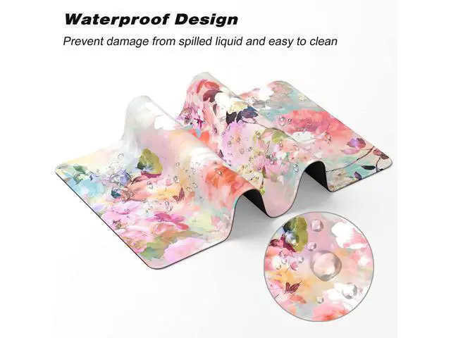 Alt view image 6 of 7 - WRIARICH Extended Gaming Mouse Pad XXL Large Desk Pad 30 x 14 Inch Big Computer Keyboard Mousepad Waterproof Mouse Mat with Stitched Edges and Non-Slip Base for Women Office Gaming Flower