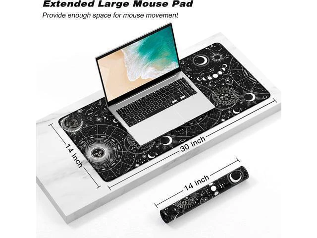 Alt view image 2 of 7 - WRIARICH Extended Gaming Mouse Pad, XL Large Desk Pad 30 x 14 Inch, Big Computer Keyboard Mousepad, Waterproof Mouse Mat with Stitched Edges and Non-Slip Base for Women Office Gaming, Sun Moon