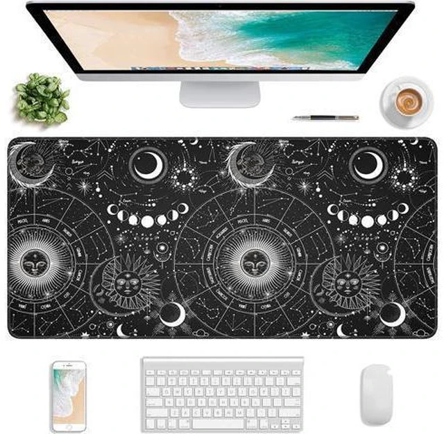 Main image of WRIARICH Extended Gaming Mouse Pad, XL Large Desk Pad 30 x 14 Inch, Big Computer Keyboard Mousepad, Waterproof Mouse Mat with Stitched Edges and Non-Slip Base for Women Office Gaming, Sun Moon