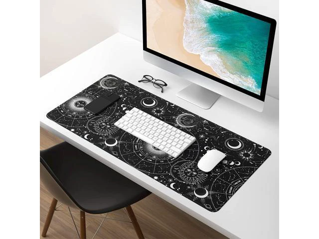 Alt view image 7 of 7 - WRIARICH Extended Gaming Mouse Pad, XL Large Desk Pad 30 x 14 Inch, Big Computer Keyboard Mousepad, Waterproof Mouse Mat with Stitched Edges and Non-Slip Base for Women Office Gaming, Sun Moon