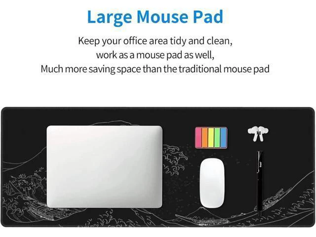 Alt view image 4 of 7 - WRIARICH Sea Wave Gaming Mouse Pad Anime Gaming Mousepad Extended Kanagawa Mat Desk Mat Large Desk pad 31.5x11.8 Inch 3mm Thick Long Non-Slip Rubber Base Mice Mouse Pads (Black)