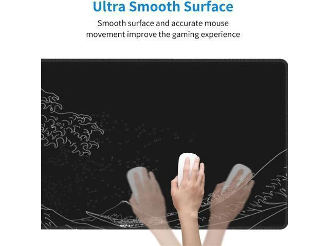 Alt view image 5 of 7 - WRIARICH Sea Wave Gaming Mouse Pad Anime Gaming Mousepad Extended Kanagawa Mat Desk Mat Large Desk pad 31.5x11.8 Inch 3mm Thick Long Non-Slip Rubber Base Mice Mouse Pads (Black)
