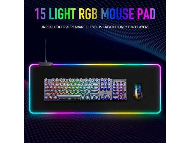 Alt view image 2 of 7 - WRIARICH Large RGB Gaming Mouse Pad -15 Light Modes Touch Control Extended Soft Computer Keyboard Mat Non-Slip Rubber Base for Gamer Esports Pros 31.5X11.8 in