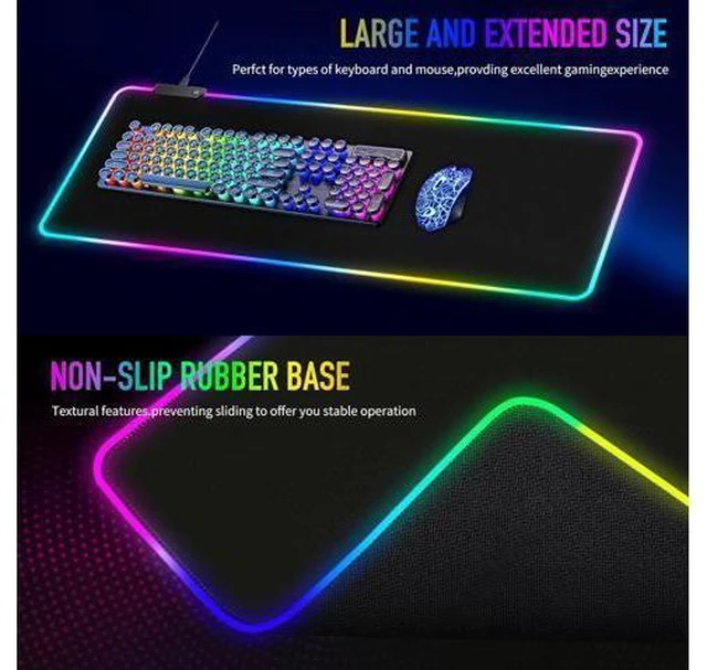Alt view image 4 of 7 - WRIARICH Large RGB Gaming Mouse Pad -15 Light Modes Touch Control Extended Soft Computer Keyboard Mat Non-Slip Rubber Base for Gamer Esports Pros 31.5X11.8 in