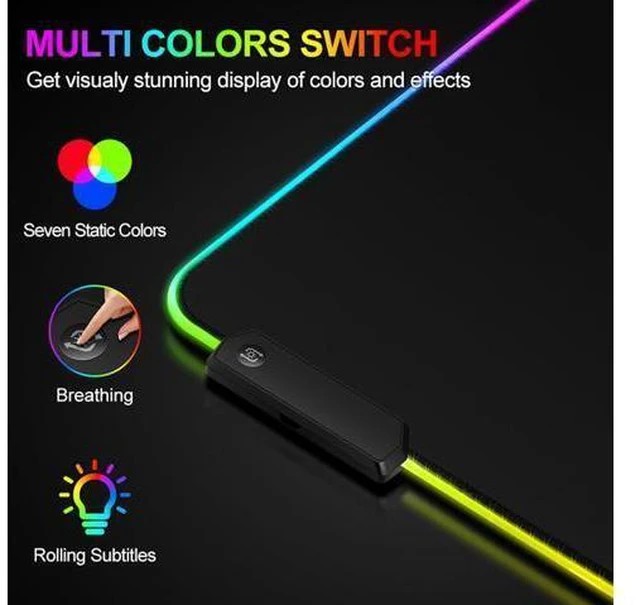 Alt view image 5 of 7 - WRIARICH Large RGB Gaming Mouse Pad -15 Light Modes Touch Control Extended Soft Computer Keyboard Mat Non-Slip Rubber Base for Gamer Esports Pros 31.5X11.8 in