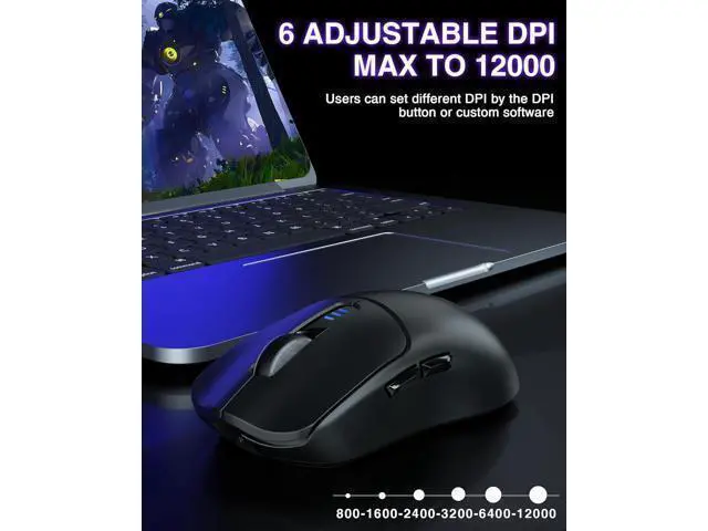 Alt view image 4 of 7 - WRIARICH AULA SC580 Wireless Gaming Mouse, Tri-Mode 2.4G/BT5.0/USB-C Gaming Mouse, 12000 DPI Rechargeable Wireless Mouse with 6 Programmable Buttons, Ergonomic Computer Mouse for Laptop/PC/Mac/Tablet