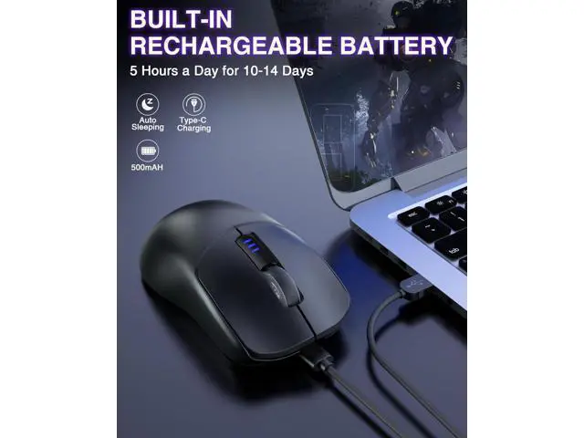 Alt view image 6 of 7 - WRIARICH AULA SC580 Wireless Gaming Mouse, Tri-Mode 2.4G/BT5.0/USB-C Gaming Mouse, 12000 DPI Rechargeable Wireless Mouse with 6 Programmable Buttons, Ergonomic Computer Mouse for Laptop/PC/Mac/Tablet