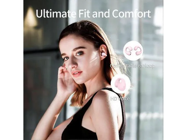 Alt view image 2 of 5 - WRIARICH Bluetooth 5.3 Open Ear Clip Headphones with Mic, 30H Playtime, IPX5 Sweatproof, Pink for Women