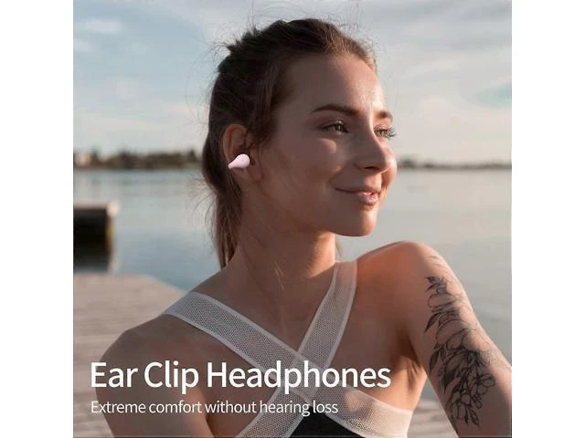 Alt view image 3 of 5 - WRIARICH Bluetooth 5.3 Open Ear Clip Headphones with Mic, 30H Playtime, IPX5 Sweatproof, Pink for Women