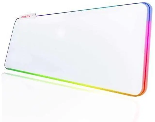Main image of WRIARICH JMIYAV White Gaming Mouse Pad RGB Mousepad Non-Slip Rubber Base Extra Large Cool XL XXL Computer Desk Pad Gaming Accessories LED Light Up Extended Big Mouse Pad for Gamer (31.5x12In) Upgrade