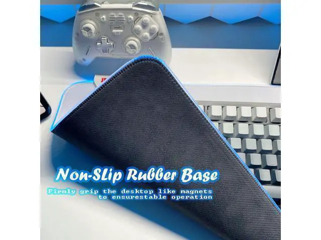 Alt view image 5 of 7 - WRIARICH JMIYAV White Gaming Mouse Pad RGB Mousepad Non-Slip Rubber Base Extra Large Cool XL XXL Computer Desk Pad Gaming Accessories LED Light Up Extended Big Mouse Pad for Gamer (31.5x12In) Upgrade