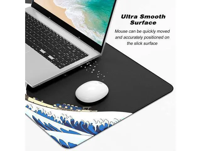 Alt view image 3 of 7 - WRIARICH Extended Gaming Mouse Pad, Xxl Large Desk Pad 30 X 14 Inch, Big Computer Keyboard Mousepad, Waterproof Mouse Mat With Stitched Edges And Non-Slip Base For Women Office Gaming, Sea Waves
