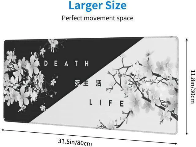 Alt view image 2 of 7 - WRIARICH Black and White Cherry Blossom Gaming Mouse Pad XL Extended Large Mouse Mat Desk Pad Stitched Edges Mousepad Long Non-Slip Rubber Base Mice Pad 31.5 X 11.8 Inch