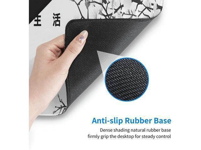 Alt view image 4 of 7 - WRIARICH Black and White Cherry Blossom Gaming Mouse Pad XL Extended Large Mouse Mat Desk Pad Stitched Edges Mousepad Long Non-Slip Rubber Base Mice Pad 31.5 X 11.8 Inch