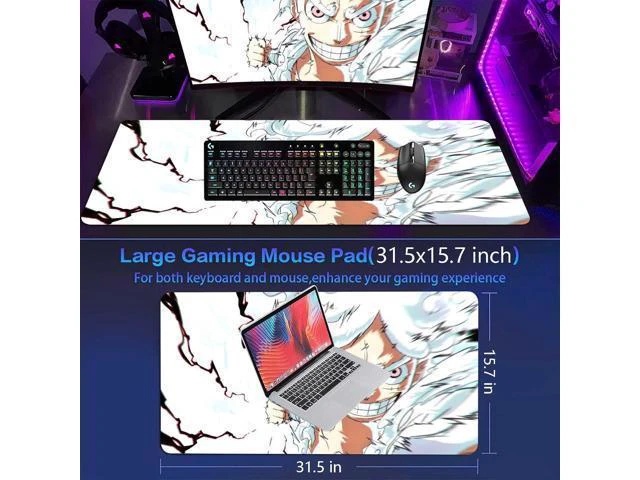 Alt view image 6 of 7 - WRIARICH Anime Mouse Pad Luffygear 5 Extended Gaming Desk Pad with Stitched Edges Large Mouse Mat with Non-Slip Rubber Base for Work & Gaming Office & Home 31.5x15.7 inch
