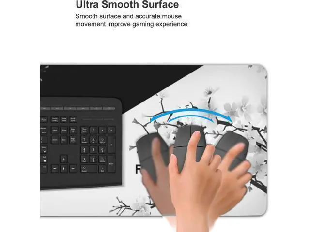 Alt view image 5 of 5 - WRIARICH Black and White Cherry Blossom Gaming Mouse Pad XL Extended Large Mouse Mat Desk Pad Stitched Edges Mousepad Long Nonslip Rubber Base Mice Pad 31.5 X 11.8 Inch