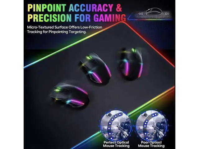 Alt view image 3 of 7 - WRIARICH XL LED Gaming Mouse Pad with 15W Wireless Charging - 10 Light Modes - Non-Slip Rubber Base - Ideal for Gaming MacBook PC Laptop Desk black