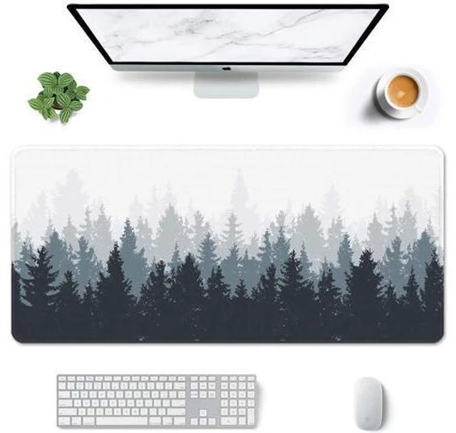 Main image of WRIARICH Large Mouse Pad Full Desk XXL Extended Gaming Mouse Pad 35 X 15 Waterproof Desk Mat with Stitched Edge Non-Slip Laptop Computer Keyboard Mousepad for Office & Home Misty Forest Design