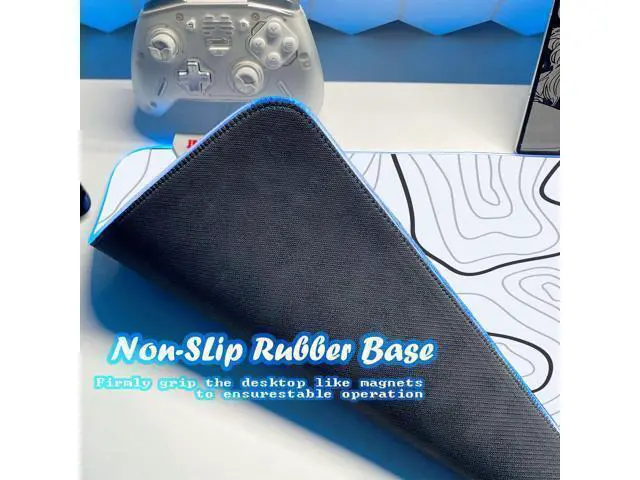 Alt view image 4 of 7 - WRIARICH JMIYAV Gaming Mouse Pad RGB Mousepad Non-Slip Rubber Base Large Cool XL XXL Computer Desk Pad Gaming Accessories LED Light Up Big Mouse Pad for Gamer Topographic White (31.5x12In)