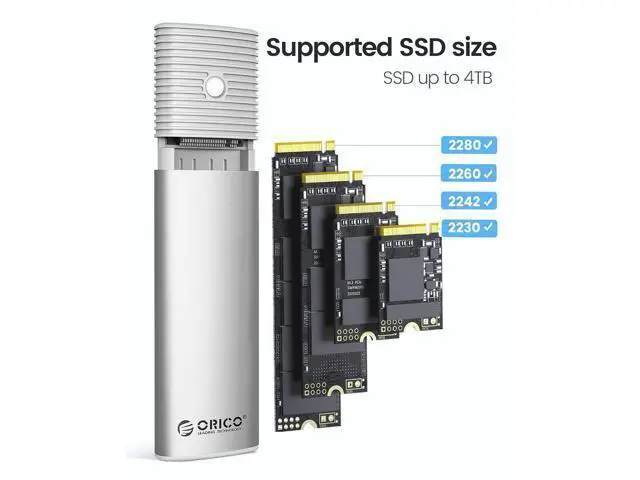 Alt view image 4 of 7 - WRIARICH M.2 NVMe SATA SSD Enclosure Adapter Tool-Free, USB C 3.2 Gen 2 10Gbps NVMe, 5Gbps NGFF SATA PCIe M-Key(B+M Key) 2230/2242/2260/2280, Aluminum External M2 Reader Support UASP Trim-WH(G2A)