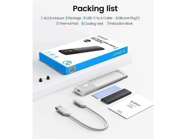 Alt view image 7 of 7 - WRIARICH M.2 NVMe SATA SSD Enclosure Adapter Tool-Free, USB C 3.2 Gen 2 10Gbps NVMe, 5Gbps NGFF SATA PCIe M-Key(B+M Key) 2230/2242/2260/2280, Aluminum External M2 Reader Support UASP Trim-WH(G2A)