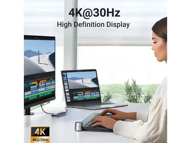 Alt view image 3 of 6 - WRIARICH USB C Hub 6 in 1 USB C Dongle 4K HDMI, 3 USB 3.0 Ports, SD/TF Card Reader Compatible with MacBook Pro, MacBook Air, iPad, iPhone 15 Pro/Pro Max. Grey