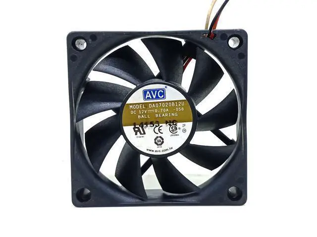 Alt view image 2 of 4 - WRIARICH 70mm pc cooling fan 7020 fan DA07020B12U 12V dual ball high volume CPU case fan 7CM