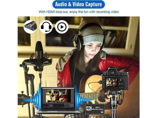Alt view image 6 of 7 - WRIARICH 4K Audio Video Capture Card, USB 3.0 HDMI Video Capture Device, Full HD 1080P for Game Recording, Live Streaming Broadcasting