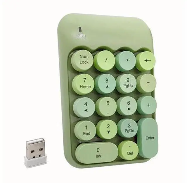 Main image of WRIARICH Seaciyan Wireless Number Pad, Ergonomic Cute Colorful Retro Mini Portable Numeric Keypad, 2.4G Cordless External Keyboard for Computer, Laptop (Green)