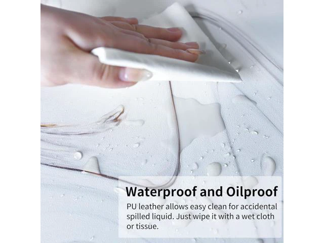 Alt view image 3 of 7 - WRIARICH QIYI Large Mouse Pad Cute Marble White Desk Mat PU Leather Desk Protector Mousepad Gold Grey Striped Waterproof Computer Keyboard Gaming Mouse Pads Non Slip Extended Writing Pad 31.5 x 15.7