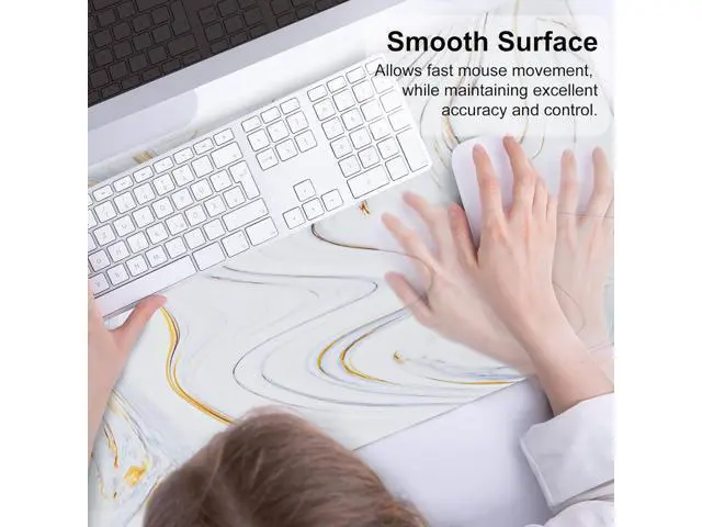Alt view image 5 of 7 - WRIARICH QIYI Large Mouse Pad Cute Marble White Desk Mat PU Leather Desk Protector Mousepad Gold Grey Striped Waterproof Computer Keyboard Gaming Mouse Pads Non Slip Extended Writing Pad 31.5 x 15.7