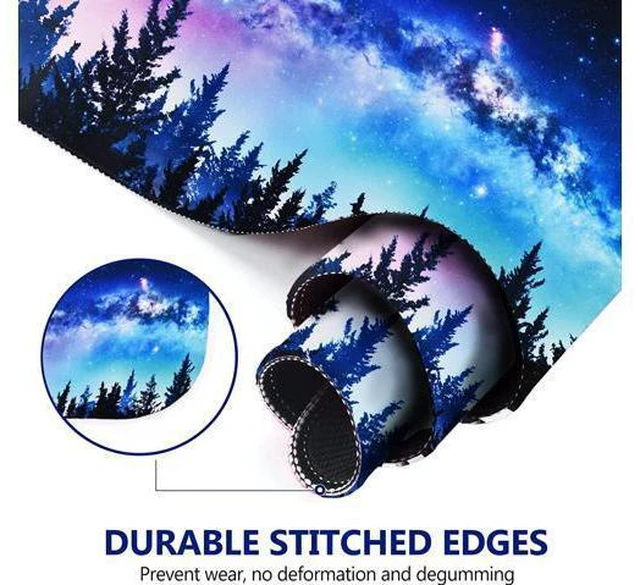 Alt view image 2 of 7 - WRIARICH Extended Gaming Mouse Pad XL Large Keyboard Mouse Mat Desk Pad with Stitched Edges Durable Non-Slip Base Mousepad for Home Office Work 35x15.7inch Forest Moon Sky