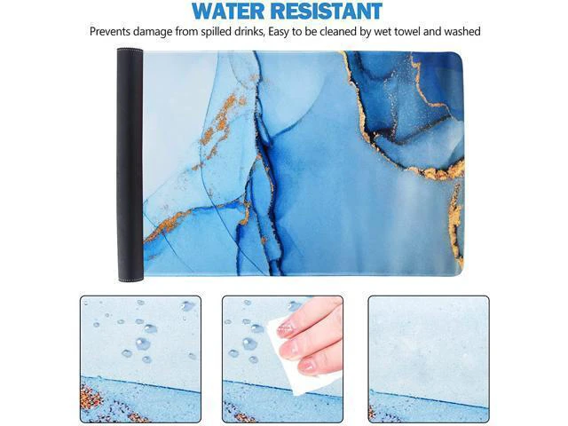 Alt view image 3 of 7 - WRIARICH Extended Gaming Mouse Pad XL Large Keyboard Mouse Mat Desk Pad with Stitched Edges Durable Non-Slip Base Mousepad for Home Office Work 35x15.7inch Blue Marble