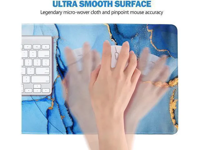 Alt view image 4 of 7 - WRIARICH Extended Gaming Mouse Pad XL Large Keyboard Mouse Mat Desk Pad with Stitched Edges Durable Non-Slip Base Mousepad for Home Office Work 35x15.7inch Blue Marble