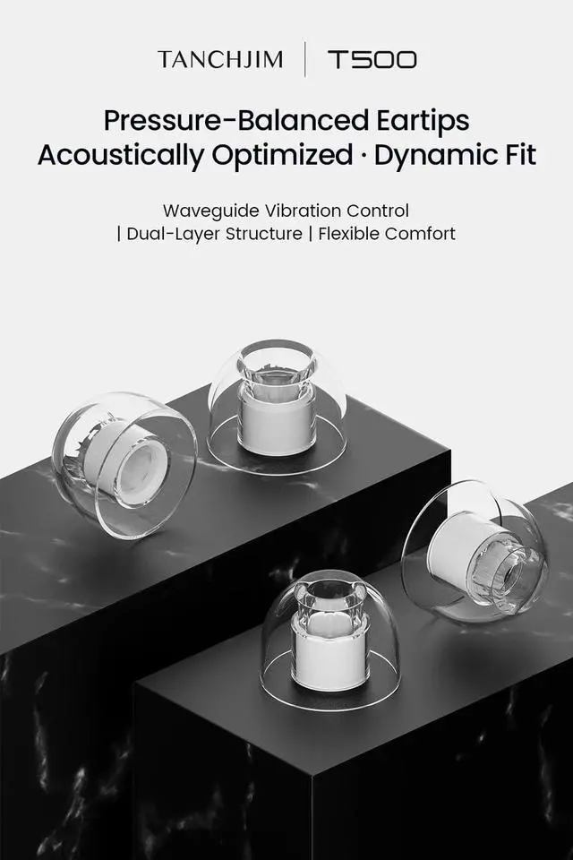 Alt view image 2 of 7 - T-500 Silicone IEM Earphone Ear Tips, High-Frequency Enhance-2 Pairs (L) | Replacement Ear Pads with Patented Air Pressure Balance Structure, Comfortable Fit Eartips Suit for Most In-Ear Earbuds