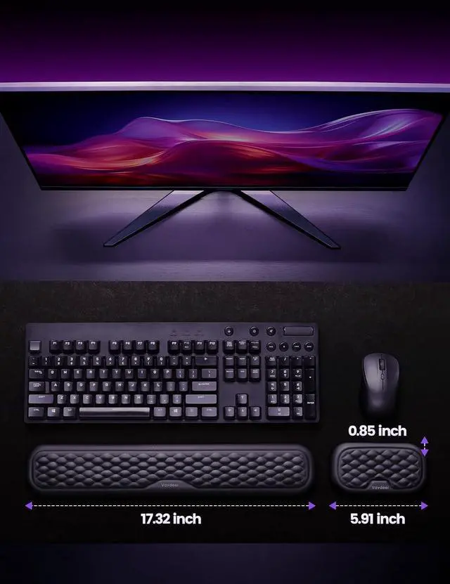 Alt view image 7 of 7 - WRIARICH Wrist Rest for Keyboard and Mouse, Computer Ergonomic Wrist Support Pad, Soft Memory Foam Arm Cushion for Desk, Palm Hand Office Laptop Typing