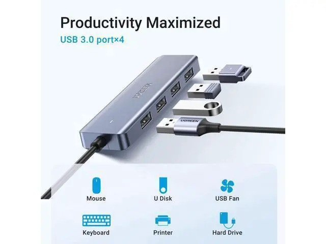 Alt view image 2 of 7 - WRIARICH USB C to USB A Hub with 4 USB 3.0 for Laptop, MacBook Pro/Air, Mac mini M4, iMac, iPad Pro, Chromebook, Dell XPS, Galaxy S23, and More, 0.5FT