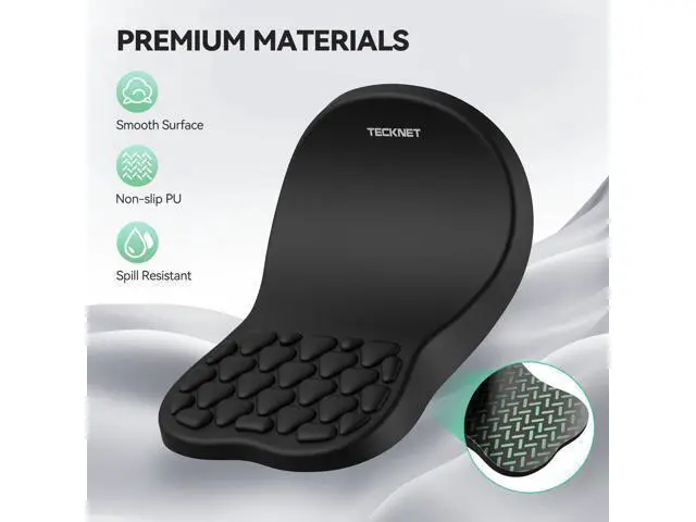 Alt view image 5 of 7 - WRIARICH Ergonomic Mouse Pad with Wrist Rest, Soft Mousepad with Massage Design, Memory Foam and Non-Slip PU Base for Pain Relief, Gaming Mouse Pad for Desk, Home, Office, 12x8 Inches, Black