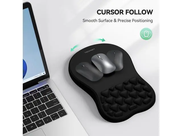 Alt view image 6 of 7 - WRIARICH Ergonomic Mouse Pad with Wrist Rest, Soft Mousepad with Massage Design, Memory Foam and Non-Slip PU Base for Pain Relief, Gaming Mouse Pad for Desk, Home, Office, 12x8 Inches, Black