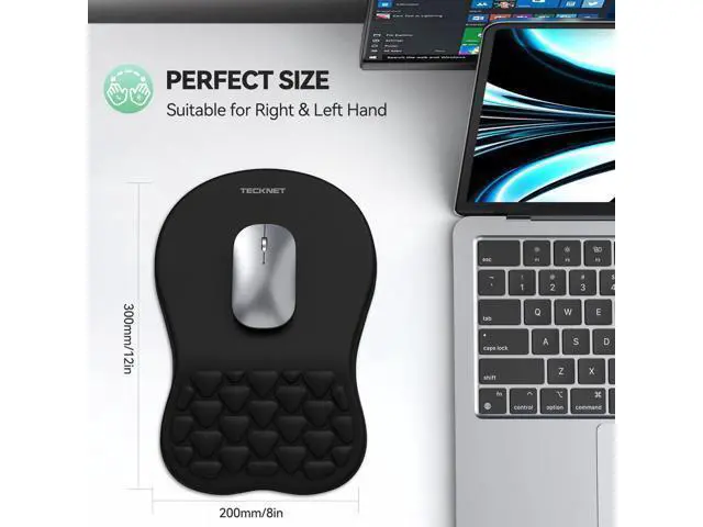 Alt view image 7 of 7 - WRIARICH Ergonomic Mouse Pad with Wrist Rest, Soft Mousepad with Massage Design, Memory Foam and Non-Slip PU Base for Pain Relief, Gaming Mouse Pad for Desk, Home, Office, 12x8 Inches, Black