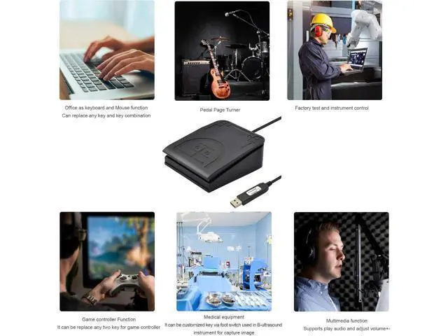 Alt view image 7 of 7 - WRIARICH USB Foot Pedal Mechanical Switch Control One Key Program Computer Keyboard Mouse String Game Macro MIDI Cotroller Action HID (Single Pedal)