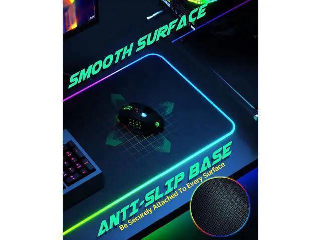 Alt view image 3 of 7 - WRIARICH RGB Gaming Mouse Pad, Large Extended Soft Led Mouse Pad with 14 Lighting Modes 2 Brightness Levels, Computer Keyboard Mousepads Mat 800 x 300mm / 31.5×11.8 inches