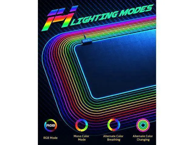 Alt view image 5 of 7 - WRIARICH RGB Gaming Mouse Pad, Large Extended Soft Led Mouse Pad with 14 Lighting Modes 2 Brightness Levels, Computer Keyboard Mousepads Mat 800 x 300mm / 31.5×11.8 inches