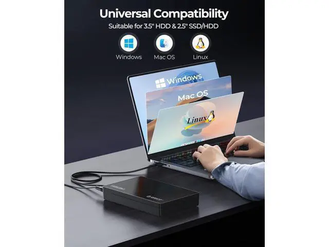 Alt view image 6 of 7 - WRIARICH USB 3.0 External Hard Drive Enclosure for 3.5/2.5 Inch SATA Hard Drives/SSD Up to 20 TB, 3.5'' Tool-Free HDD Enclosure with 12V/2A Power Supply and UASP Acceleration (3588US3)