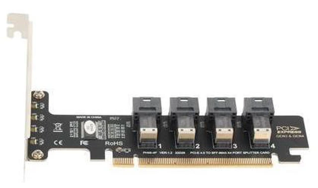 Alt view image 6 of 7 - WRIARICH PUSOKEI PCIE to U.2 Adapter Card, PCIE X16 to 4 Port U.2 NVME SFF-8643/8639 Expansion Card, PCIE 4.0 U.2 Split Card with LED indicator for