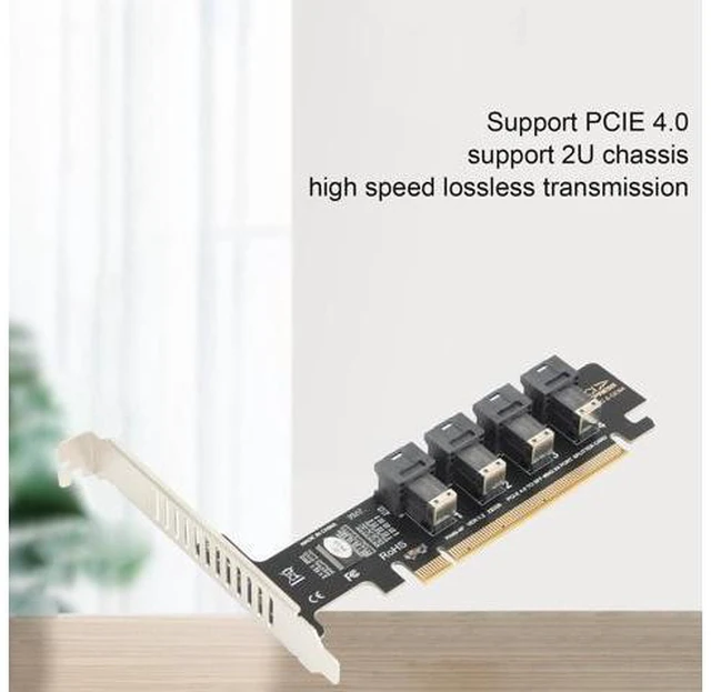 Alt view image 7 of 7 - WRIARICH PUSOKEI PCIE to U.2 Adapter Card, PCIE X16 to 4 Port U.2 NVME SFF-8643/8639 Expansion Card, PCIE 4.0 U.2 Split Card with LED indicator for
