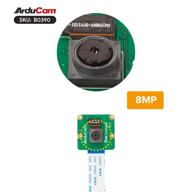 Alt view image 5 of 7 - for Raspberry Pi Camera Module 8 Megapixel, 1080P IMX219 Camera Module Compatible with Raspberry Pi 5, 4 Model B, Pi 3/3B+, and Pi Zero 2W (RPI-CAM-8MP + 5.9"/150mm Flex Cable + Pi Zero Cable)