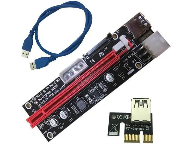 Alt view image 2 of 3 - WRIARICH 4pin 6pin SATA Power PCI Express 16X Sot Riser Card USB 3.0 PCI-E PCI-Express 1x to 16x PCIE Riser for Bitcoin Miner Mining