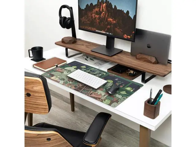 Alt view image 3 of 6 - WRIARICH Cute Frog Kawaii Green Desk Decor Mat, Large Gaming Mouse Pad for Computer Keyboard Laptop, Home Office Accessories for Girl (31.5x15.7 in)-with Stitched Edges Pad